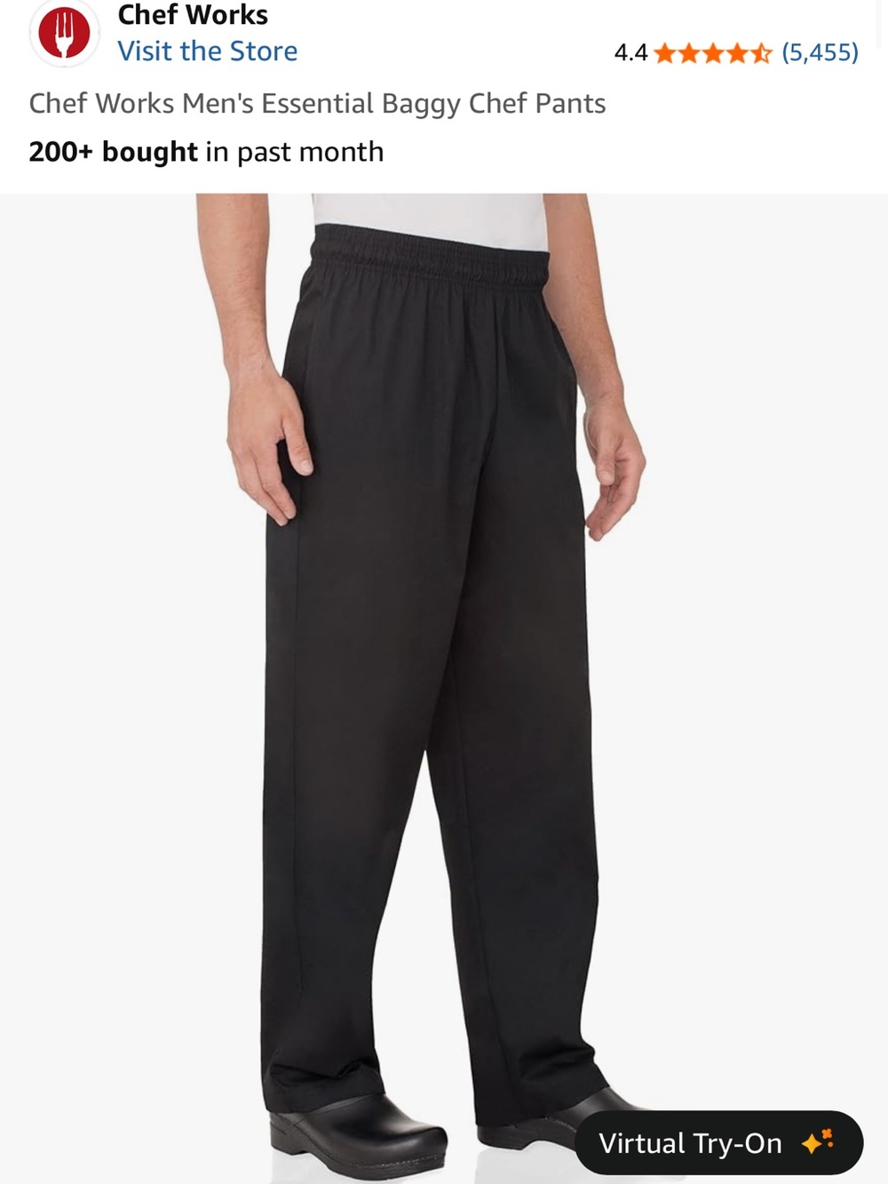 Chef Works Men's Baggy Chef Pants in Black M